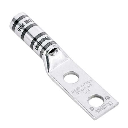 Panduit Two-Hole Compression Lug, 1 to 2 in Stud, Long Barrel, Copper, White LCC1000-12W-3